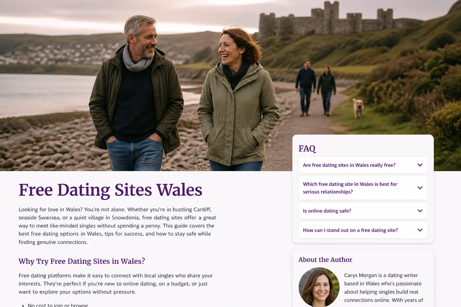 Two people talking over coffee beside the Menai Strait in North Wales