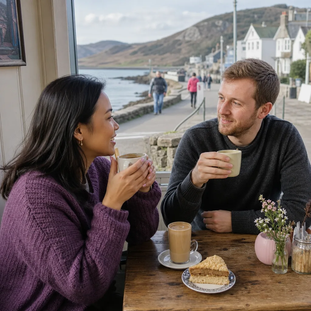 A couple planning a local walk using a map of Gwynedd